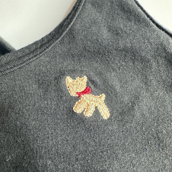 Cén S Black Cross Back Tank Top Stretch Y2K Baddie Dog Embroidery Basic Tee - Picture 6 of 10